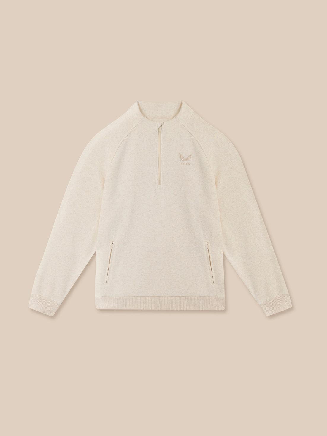 Herren Adapt Cotton Fleece 1/4-Zip-Sweatshirt – Creme - Cream