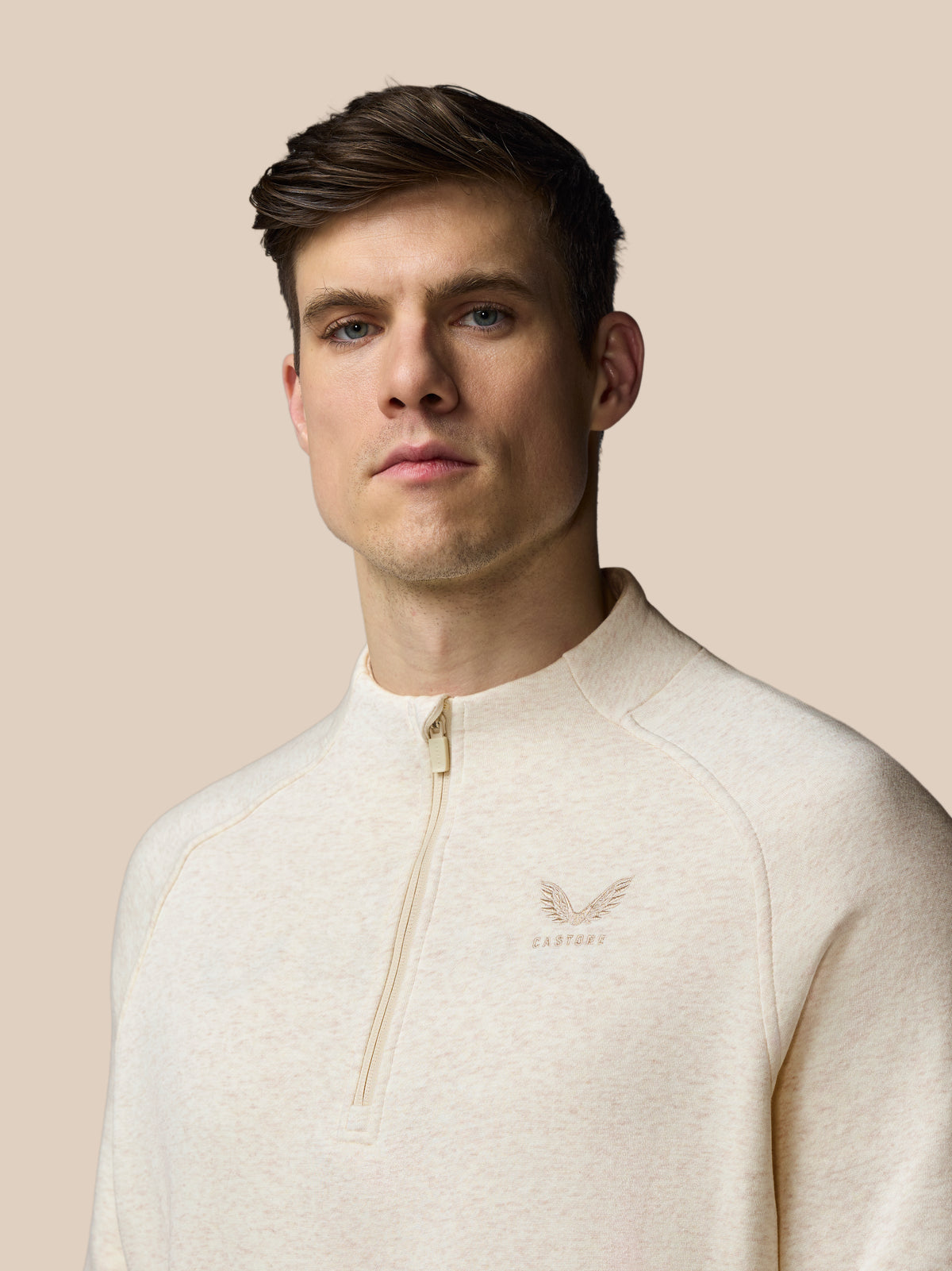Herren Adapt Cotton Fleece 1/4-Zip-Sweatshirt – Creme - Cream