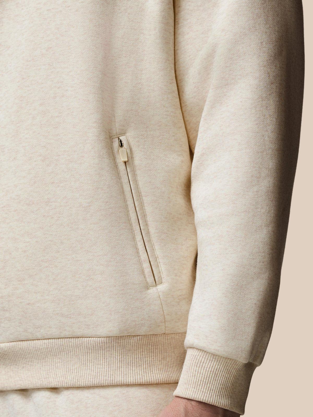 Herren Adapt Cotton Fleece 1/4-Zip-Sweatshirt – Creme - Cream