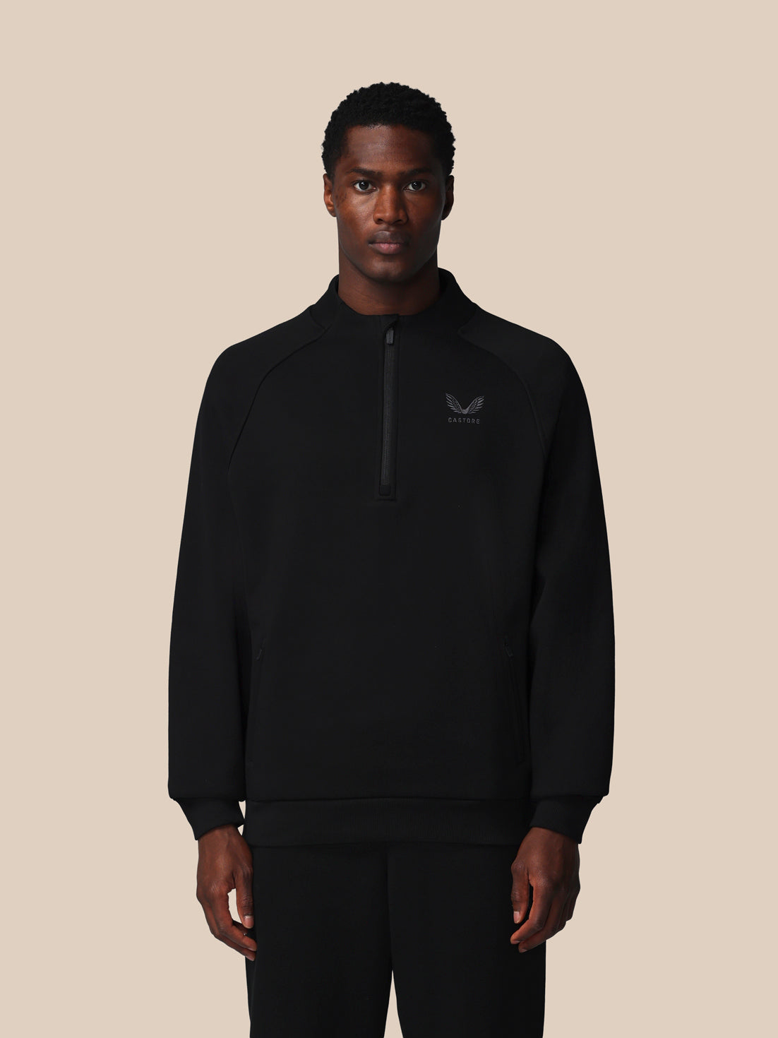 Herren Adapt Cotton Fleece 1/4-Zip-Sweatshirt – Schwarz - Black
