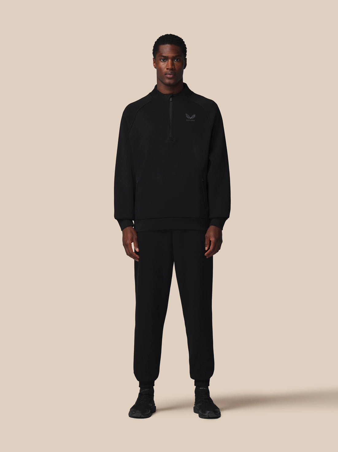 Men's Adapt Cotton Fleece Quarter Zip Sweatshirt - Black – Castore