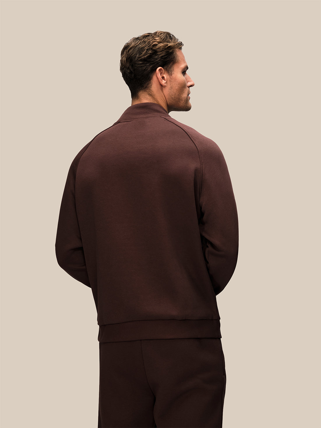 Men's Adapt Cotton Fleece Quarter Zip Sweatshirt - Brown - Brown