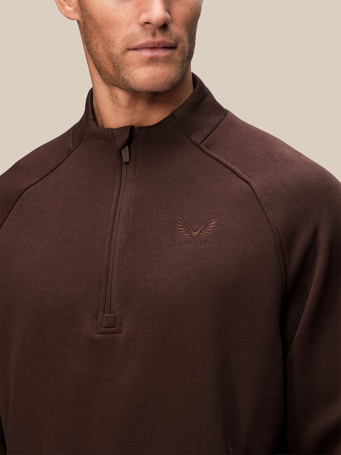 Men's Adapt Cotton Fleece Quarter Zip Sweatshirt - Brown - Brown