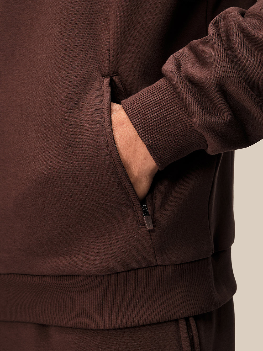 Men's Adapt Cotton Fleece Quarter Zip Sweatshirt - Brown - Brown