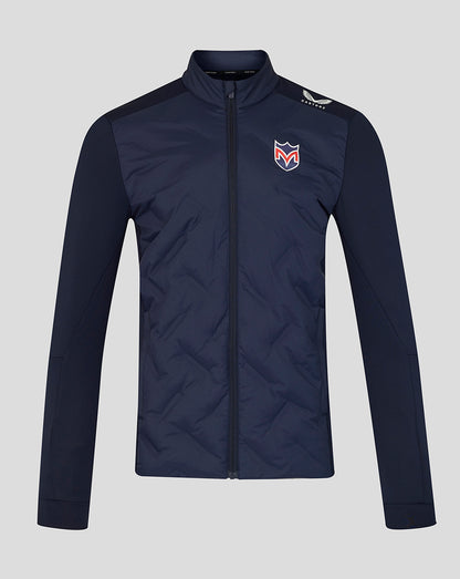 Navy blue jacket with the Castore logo on a light gray background