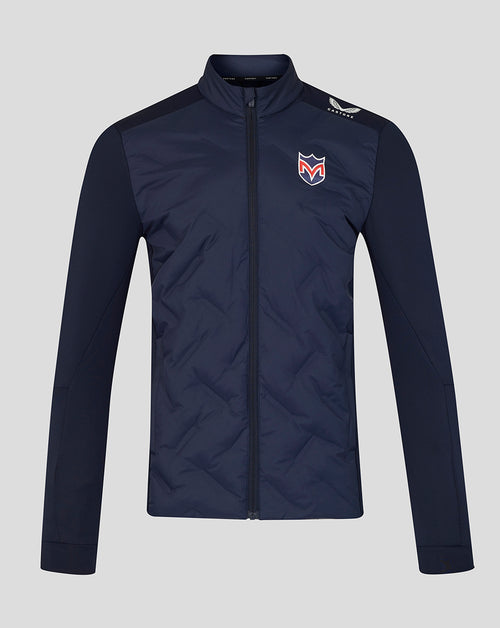 Navy blue jacket with the Castore logo on a light gray background