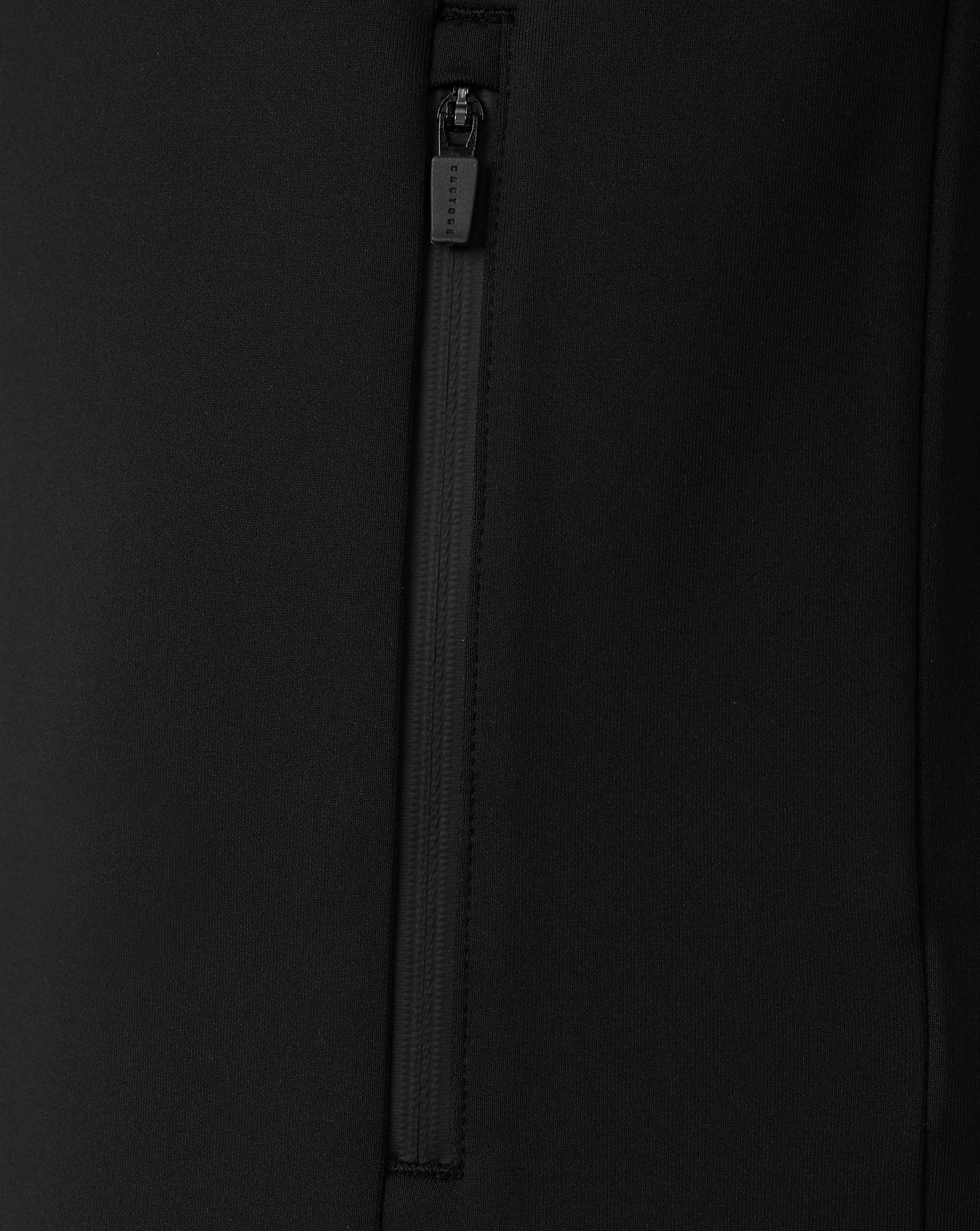 Close-up of a black zipper on a dark background