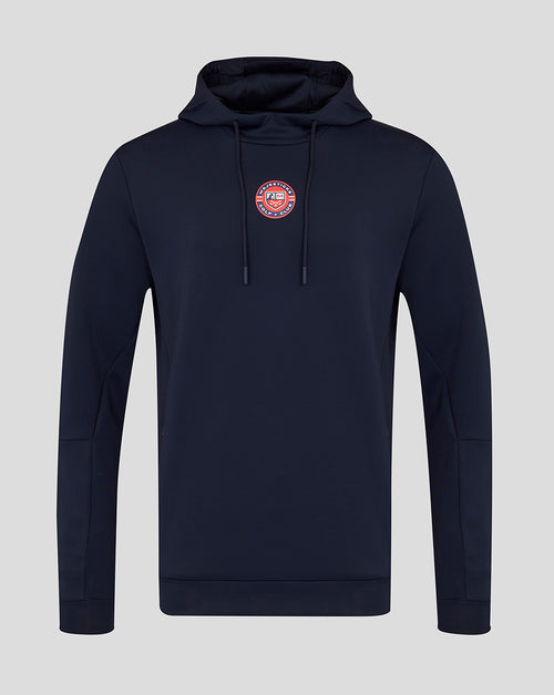 Navy blue hoodie with the Majesticks logo on the chest against a light gray background