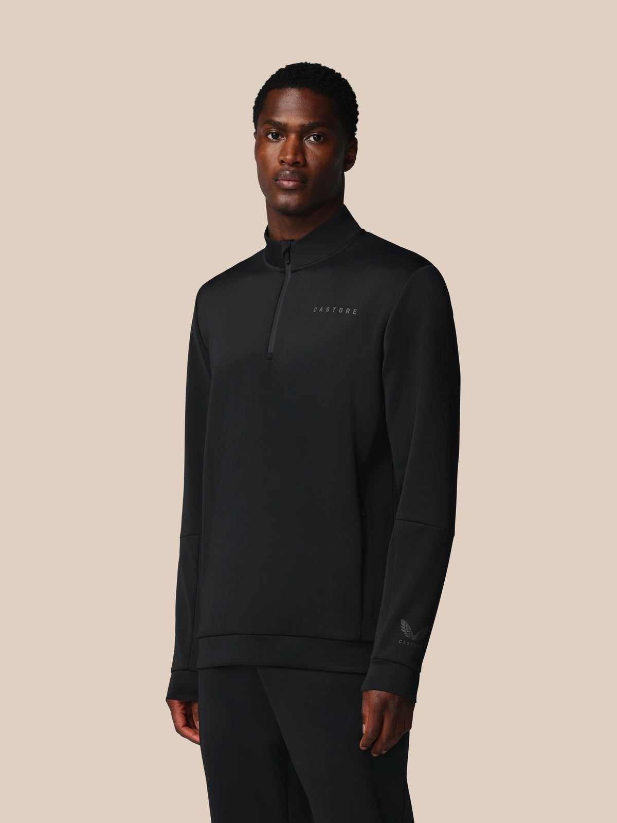 Herren Flex Langarm 1/4-Zip-Sweatshirt – Schwarz - Black