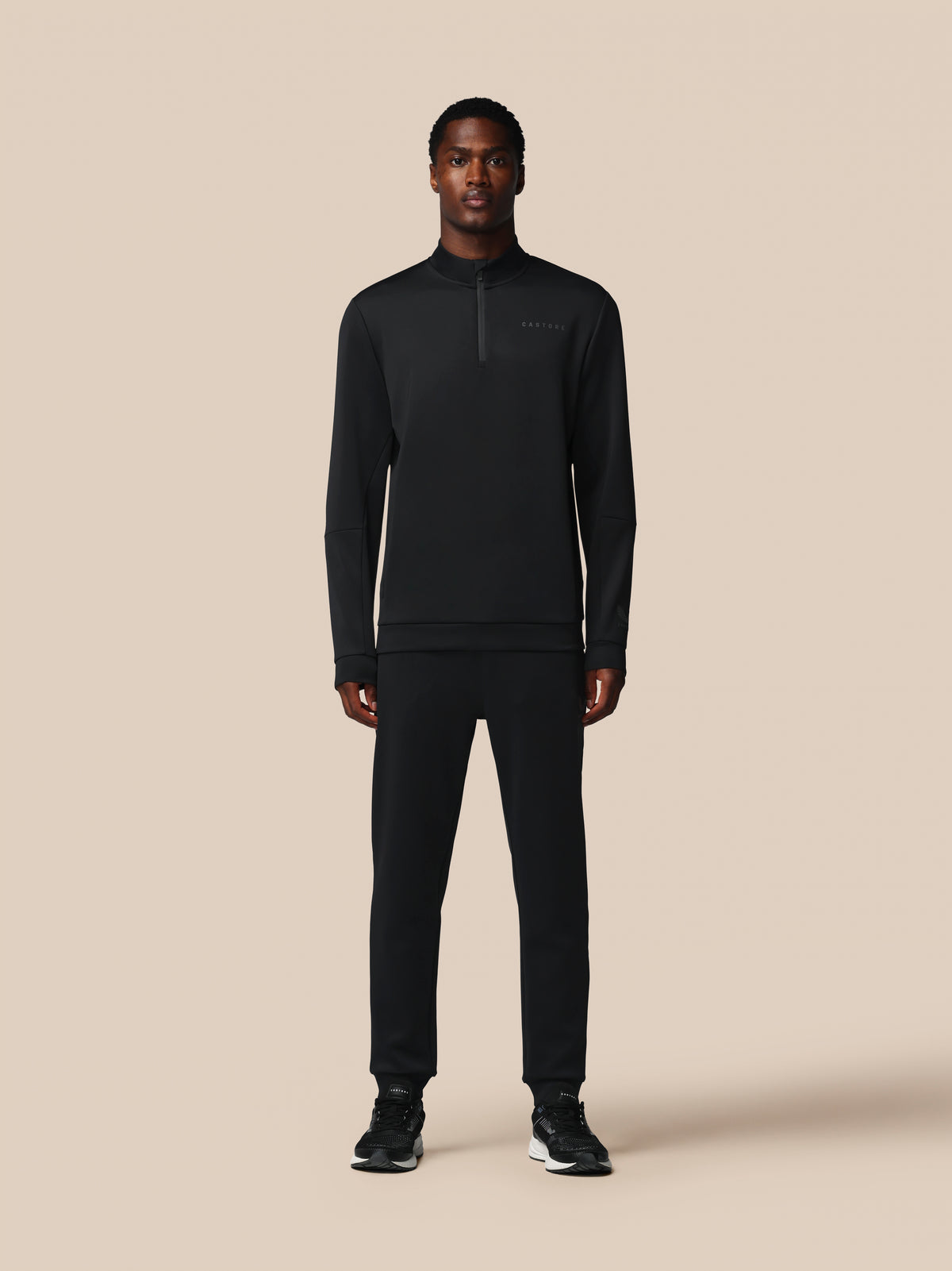 Herren Flex Langarm 1/4-Zip-Sweatshirt – Schwarz - Black
