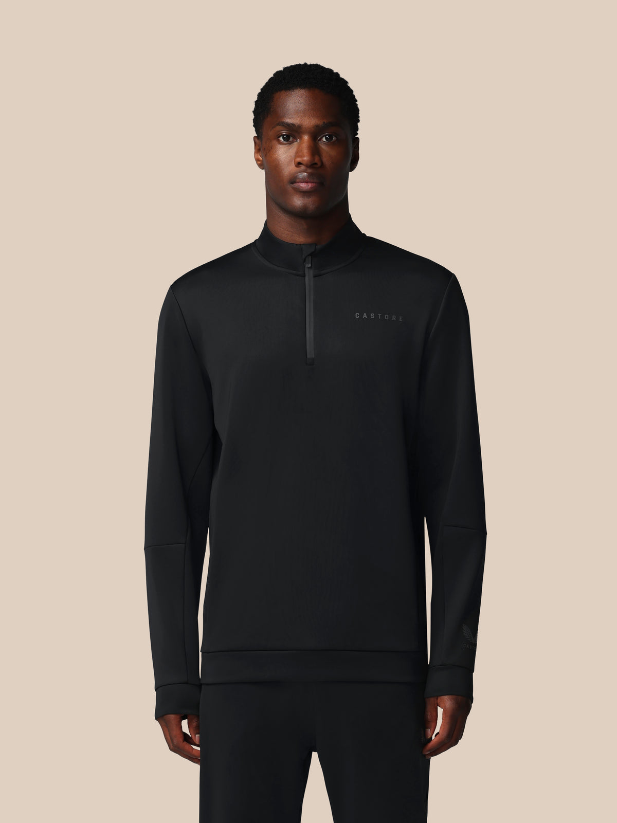 Herren Flex Langarm 1/4-Zip-Sweatshirt – Schwarz - Black
