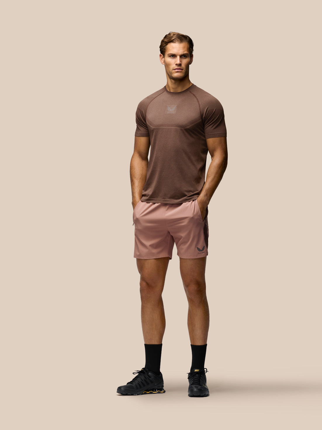 Men's Apex 6" Shorts W/ Inner Brief - Beige - Beige