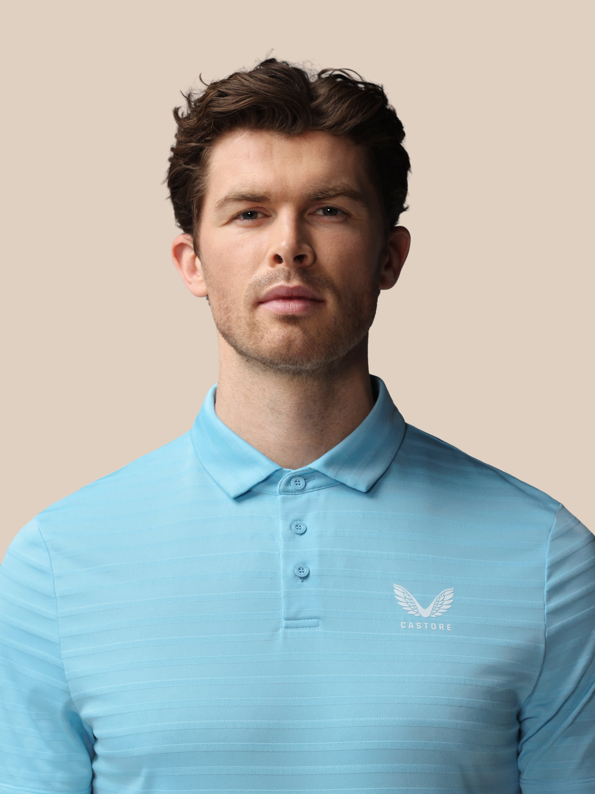 Herren Golf Piqué-Streifen Kurzarm-Poloshirt – Blau - Blue