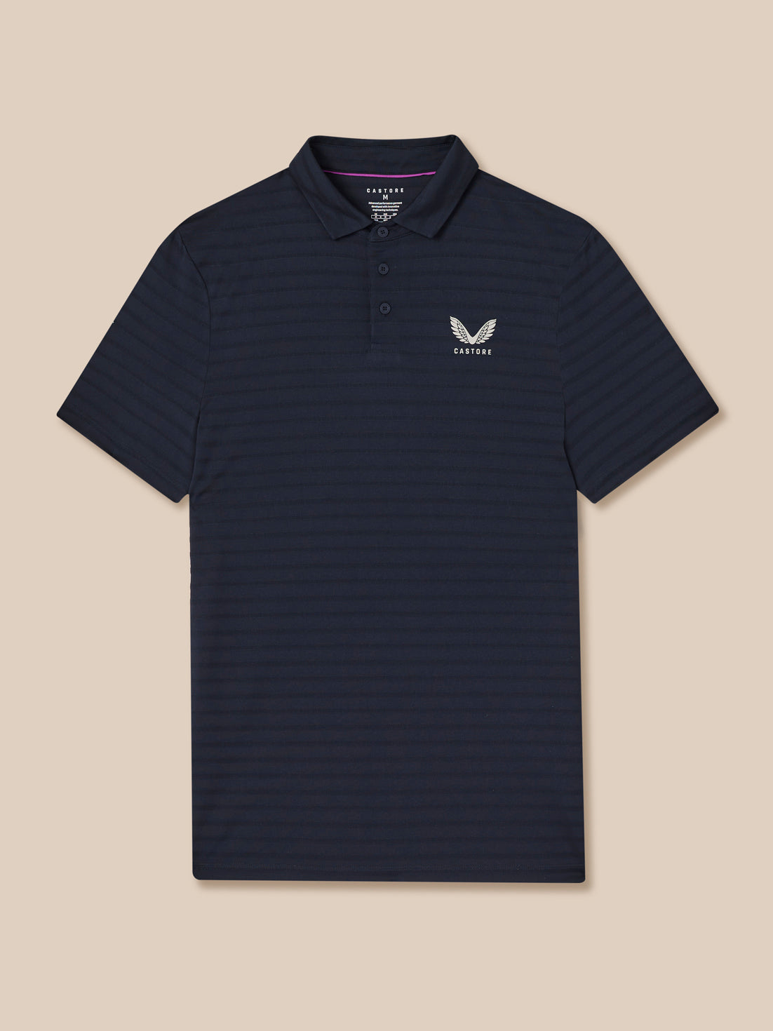Men’s Golf Pique Stripe Short Sleeve Polo Top - Navy - Navy