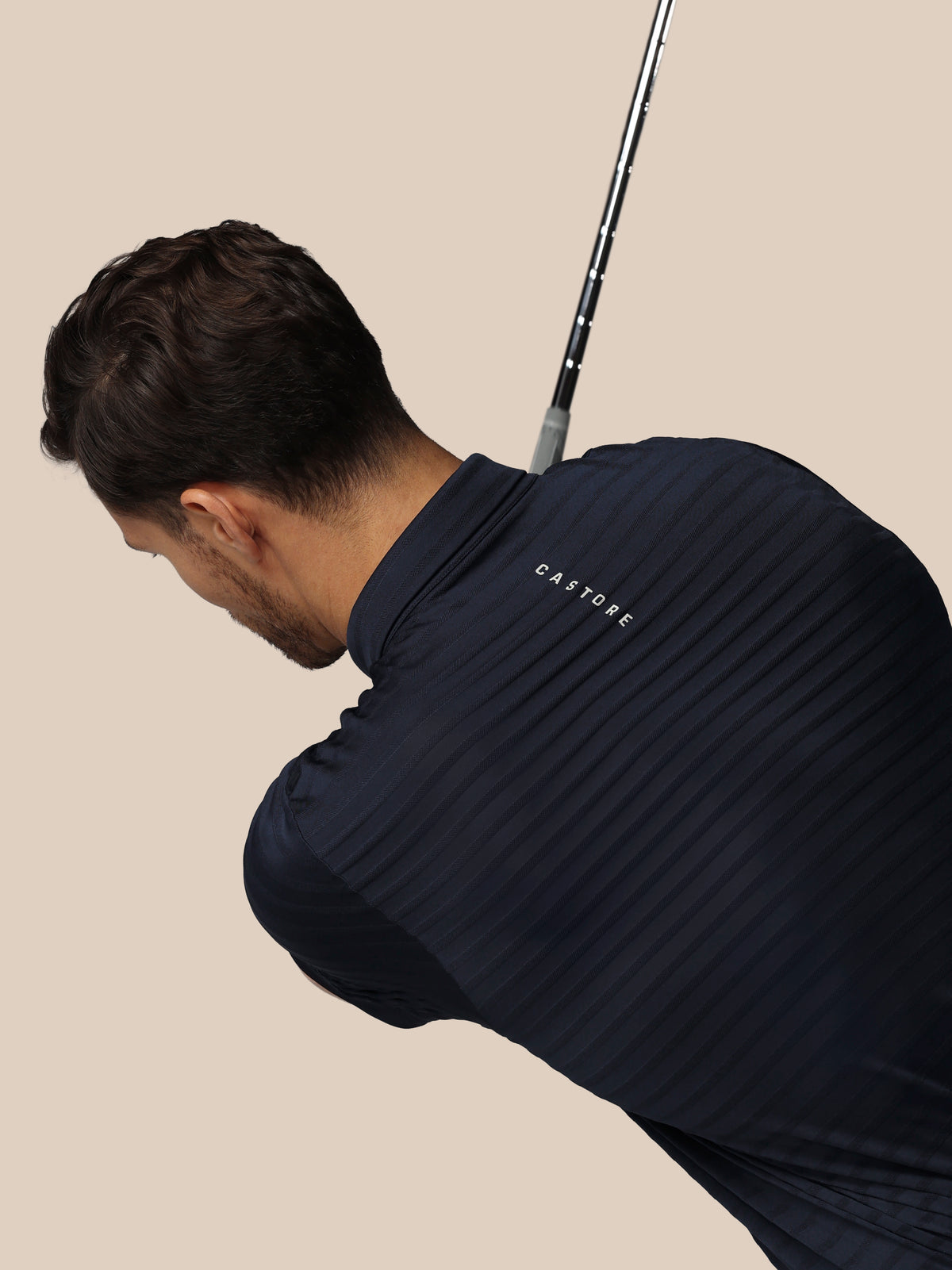 Men’s Golf Pique Stripe Short Sleeve Polo Top - Navy - Navy
