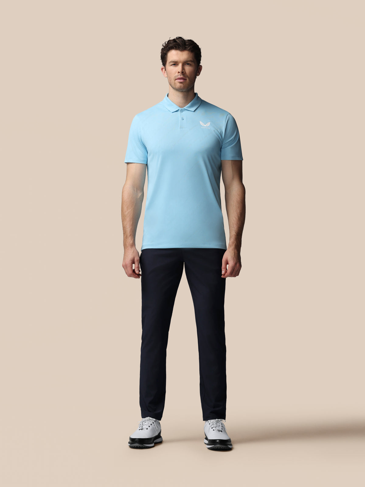 Men’s Golf LVS Engineered Knit Short Sleeve Polo Top - Blue - Blue