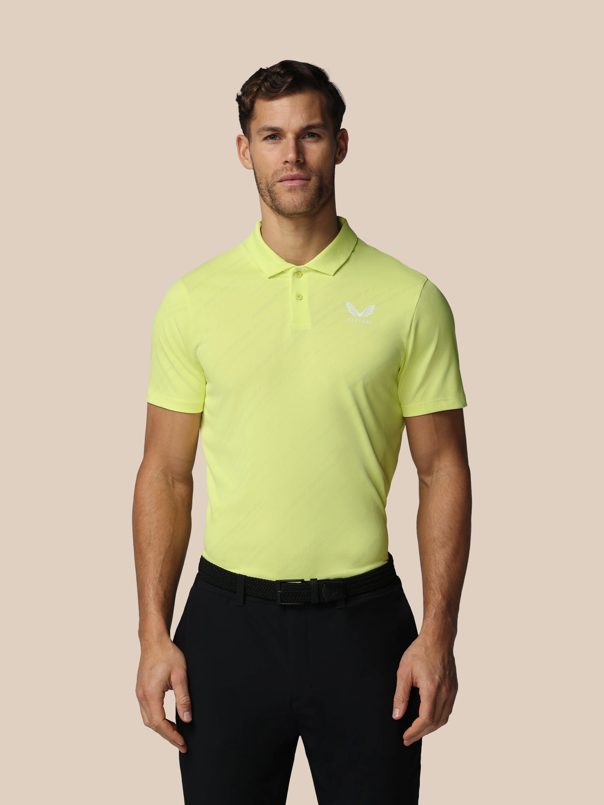 Men’s Golf LVS Engineered Knit Short Sleeve Polo Top - Lime - Lime