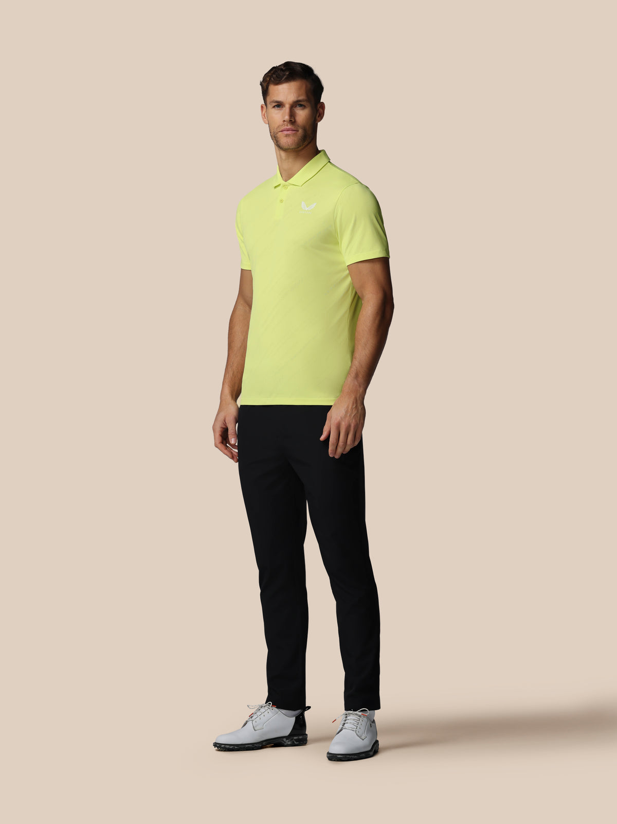 Men’s Golf LVS Engineered Knit Short Sleeve Polo Top - Lime - Lime