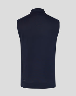 Navy blue vest on a light gray background