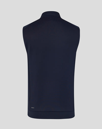 Navy blue vest on a light gray background