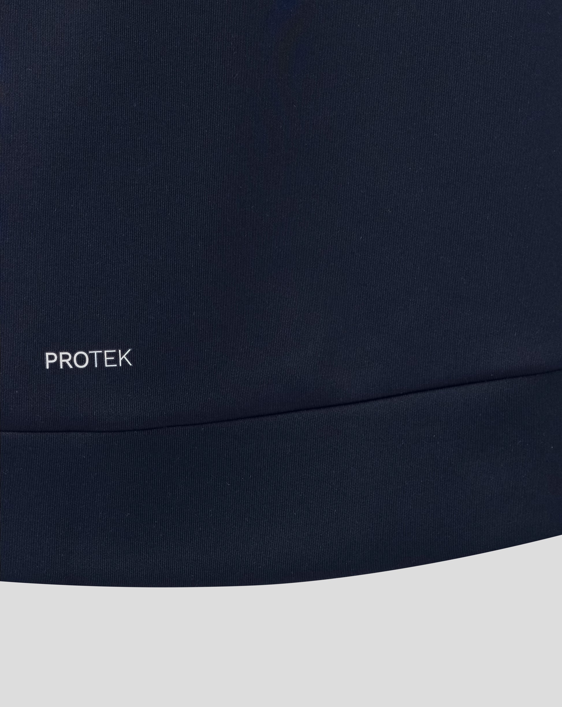 Navy blue fabric with 'PROTEK' logo on a white background