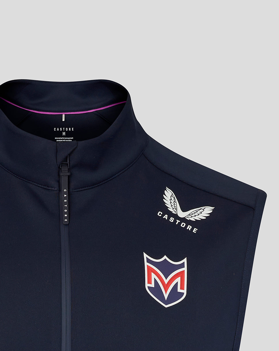 Navy jacket with Castore logo on a light gray background