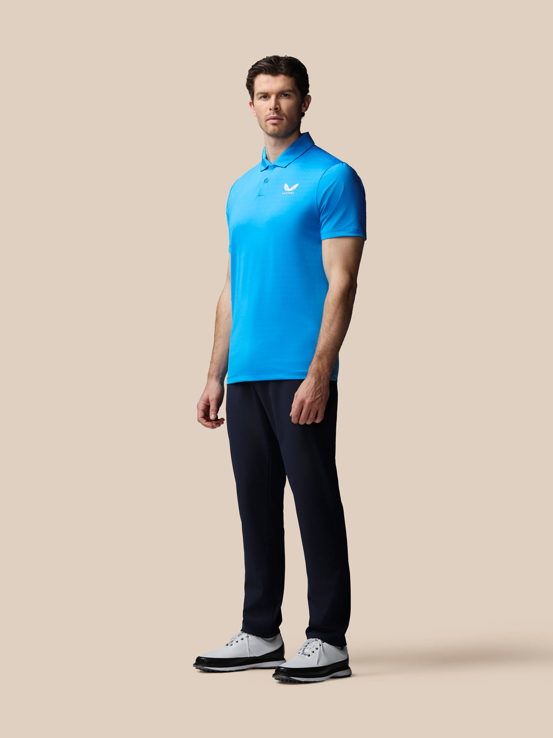 Men’s Golf Striped Short Sleeve Polo Top - Blue - Blue