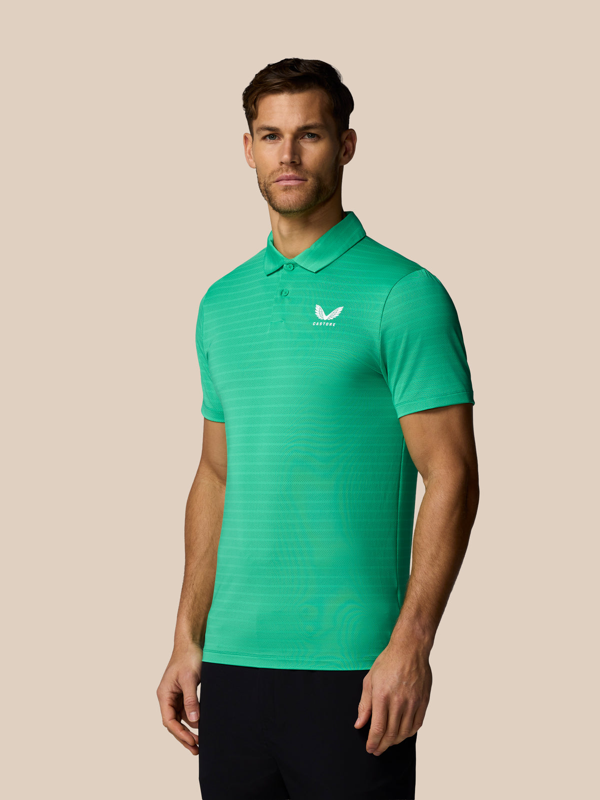Men’s Golf Striped Short Sleeve Polo Top - Jade Green - Jade Green