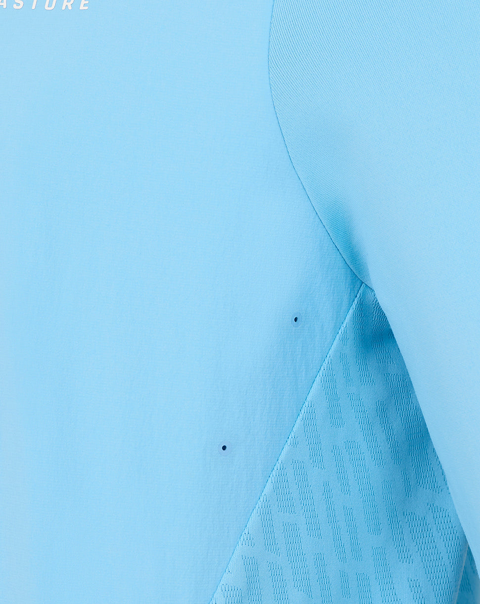 Close-up of light blue fabric texture