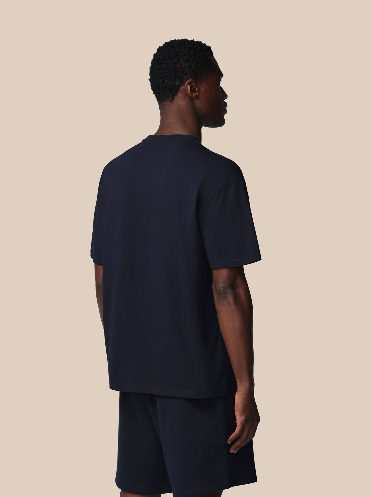 Herren Adapt Cotton Kurzarm-T-Shirt in loser Passform – Marineblau - Navy
