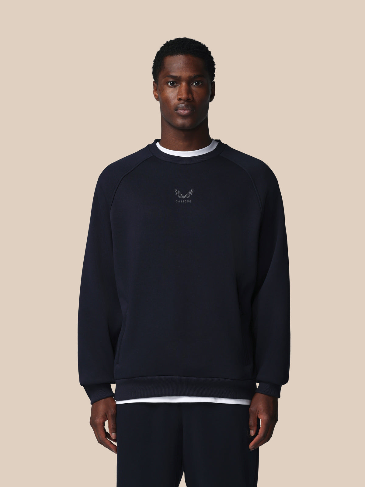 Heren Adapt katoenfleece sweatshirt met lange mouw – marineblauw - Marineblauw