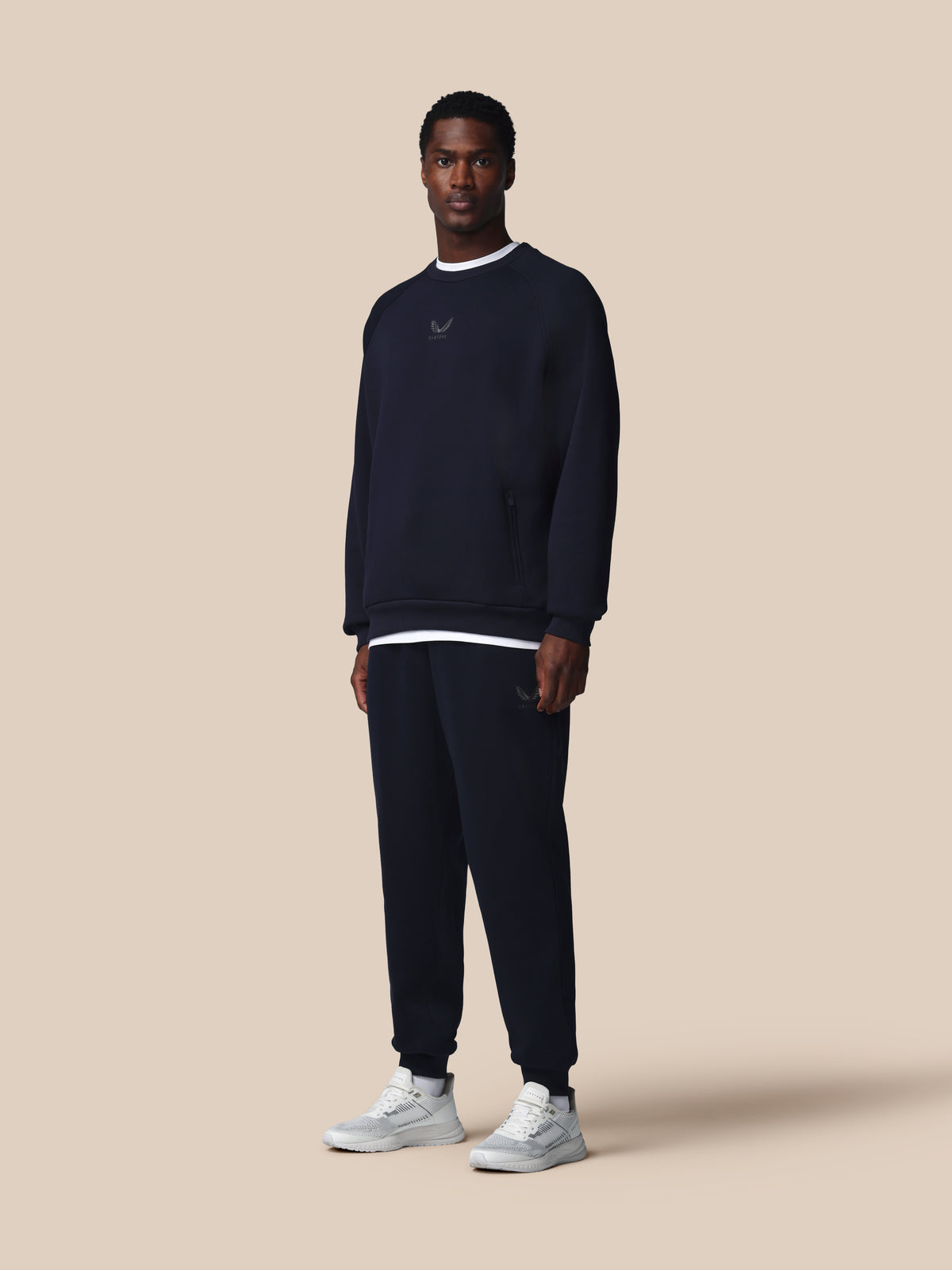 Heren Adapt katoenfleece sweatshirt met lange mouw – marineblauw - Marineblauw