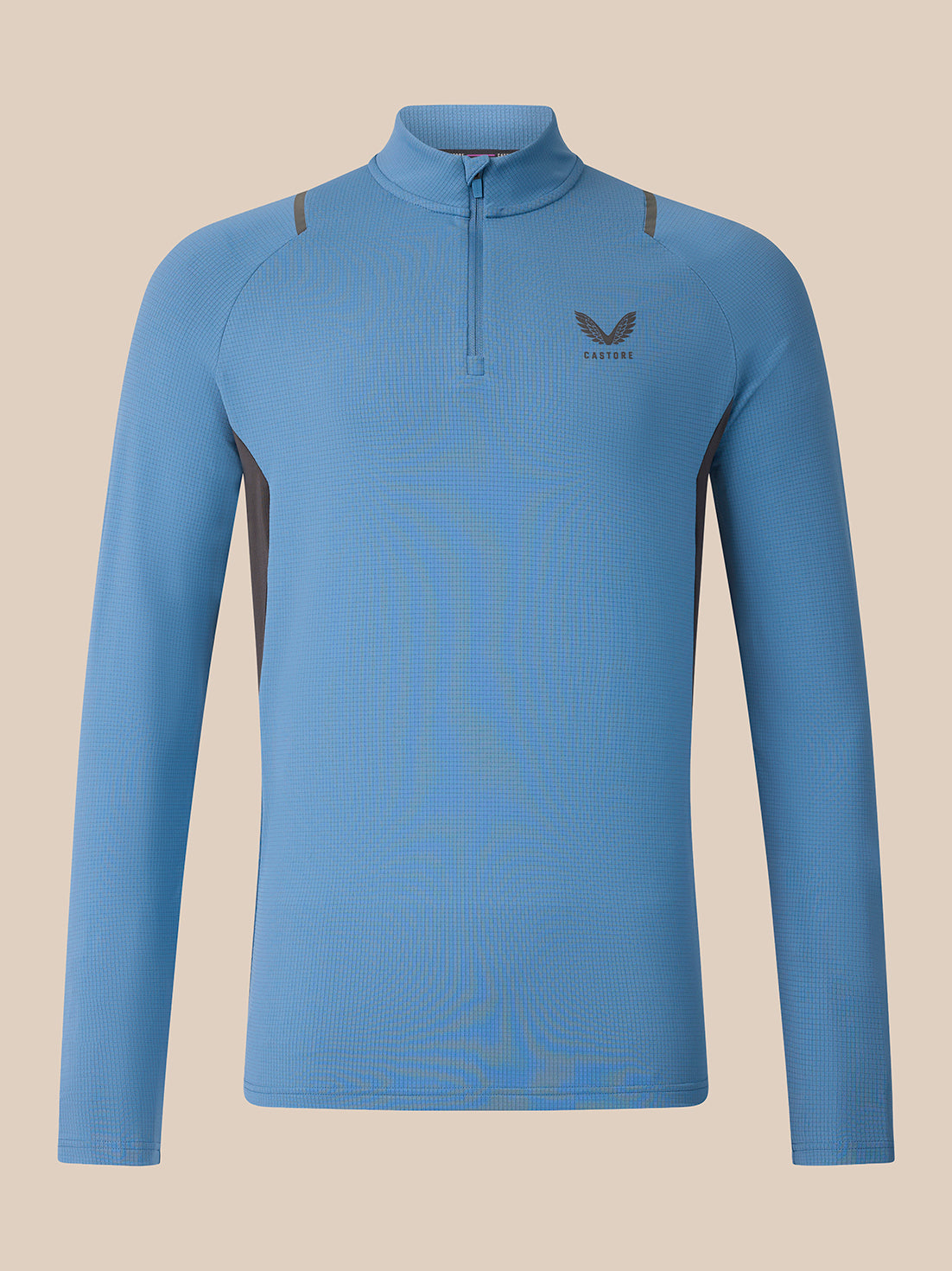 Men's Apex Slim Fit Long Sleeve Quarter Zip - Blue / Dark Grey - Moonlight Blue