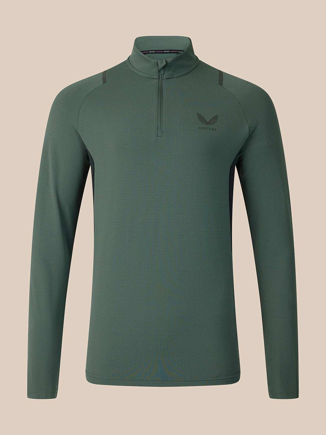 Herren Apex Slim Fit Langarm-1/4-Zip – Grün/Schwarz - Dark Green