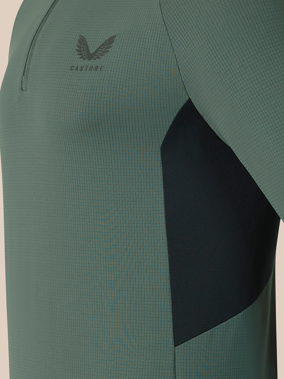 Herren Apex Slim Fit Langarm-1/4-Zip – Grün/Schwarz - Dark Green