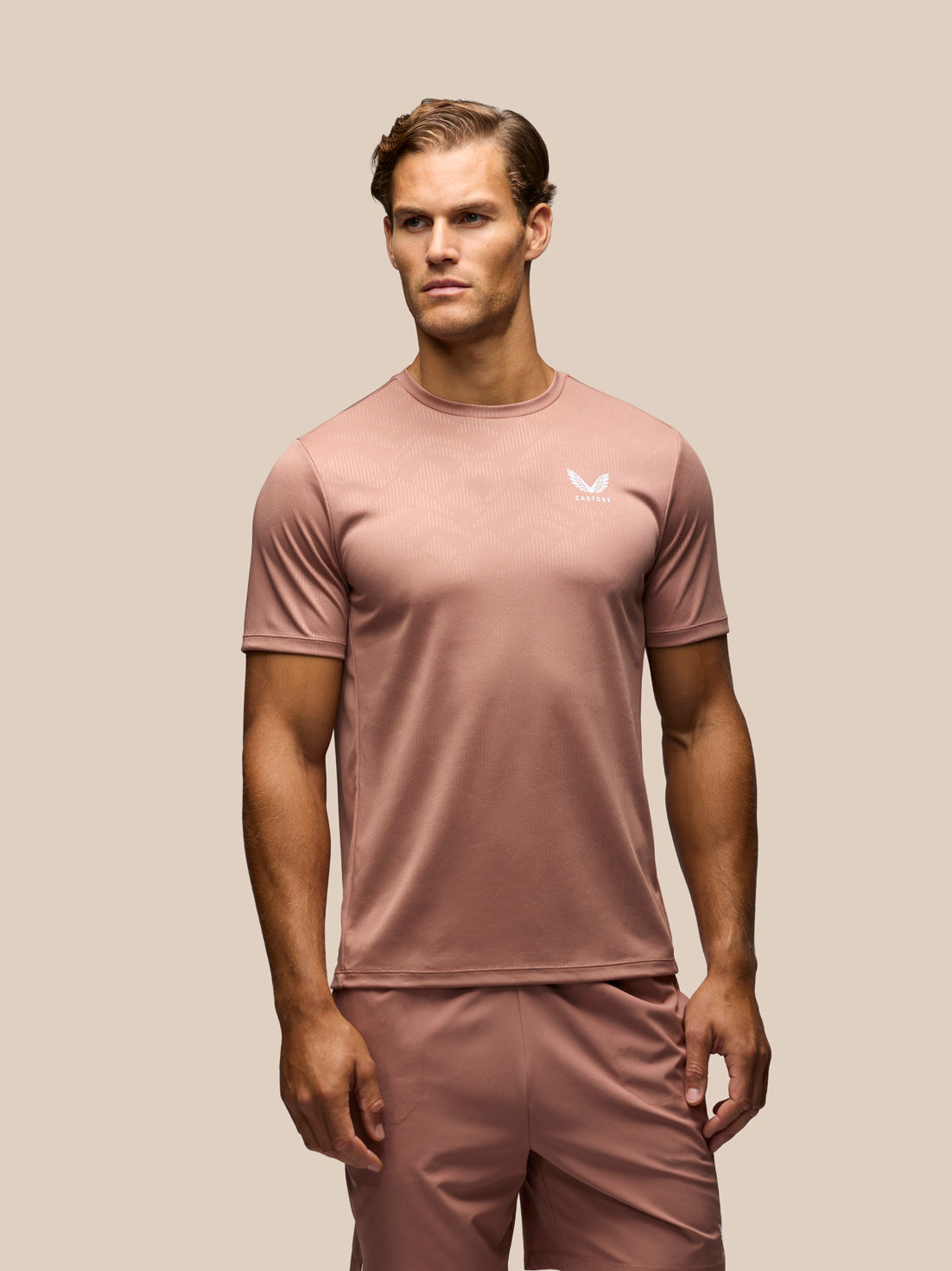 Men's Adapt All-Over Print Short Sleeve T-Shirt - Beige / White - Beige
