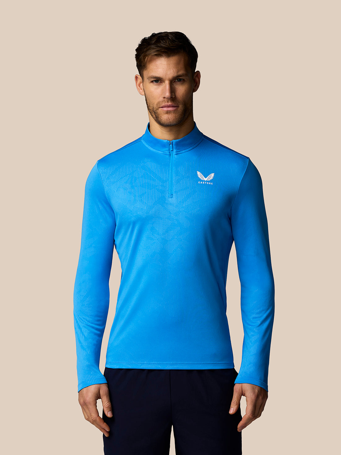Men’s Adapt All-Over Print Quarter Zip Long Sleeve Top - Blue - Blue