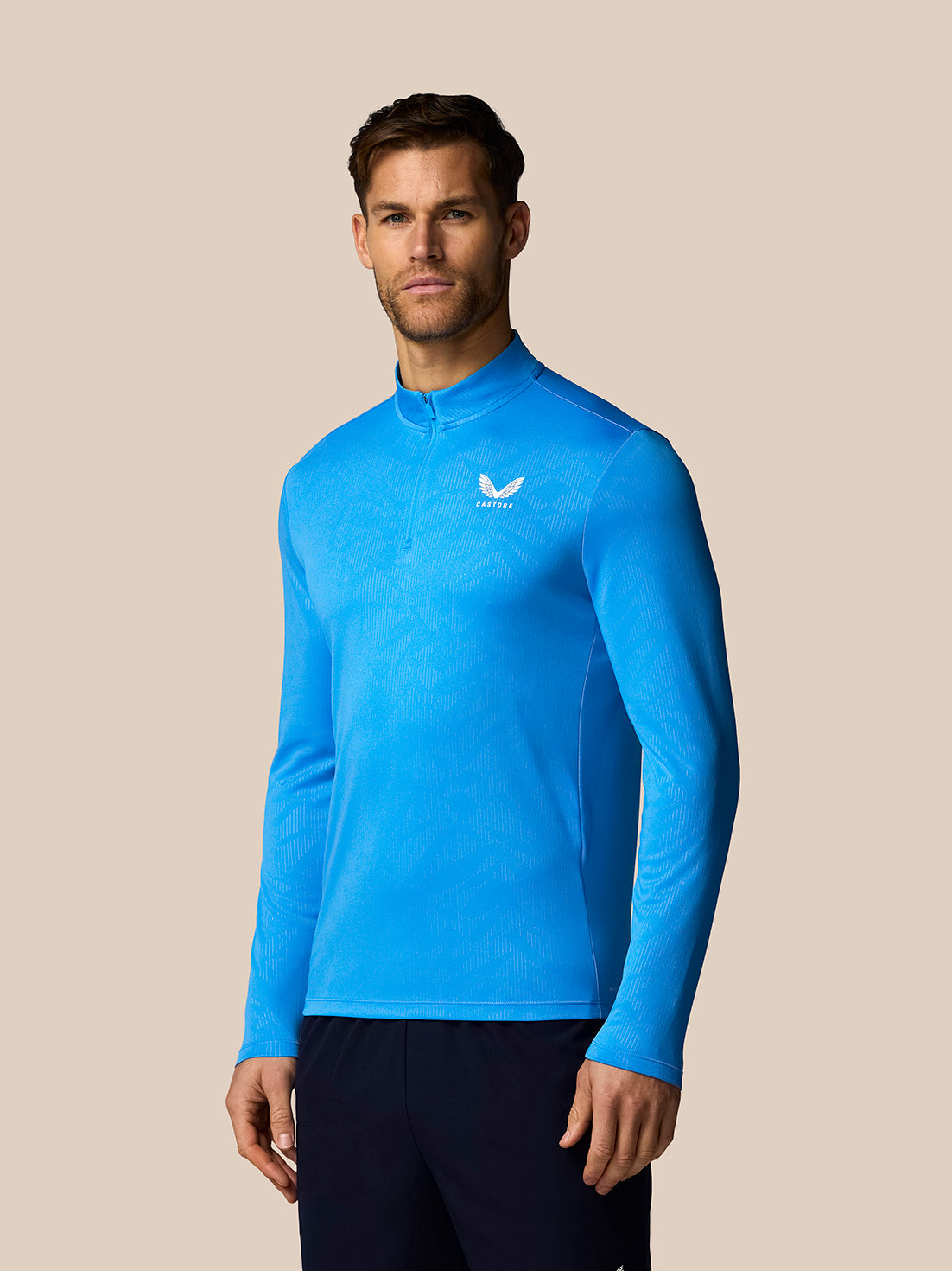 Men’s Adapt All-Over Print Quarter Zip Long Sleeve Top - Blue - Blue