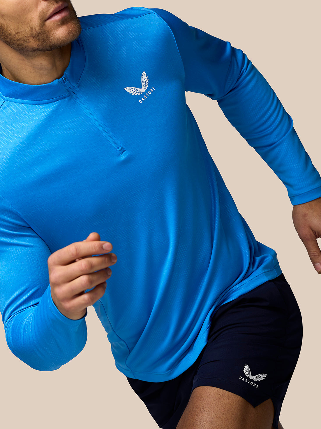 Men’s Adapt All-Over Print Quarter Zip Long Sleeve Top - Blue - Blue
