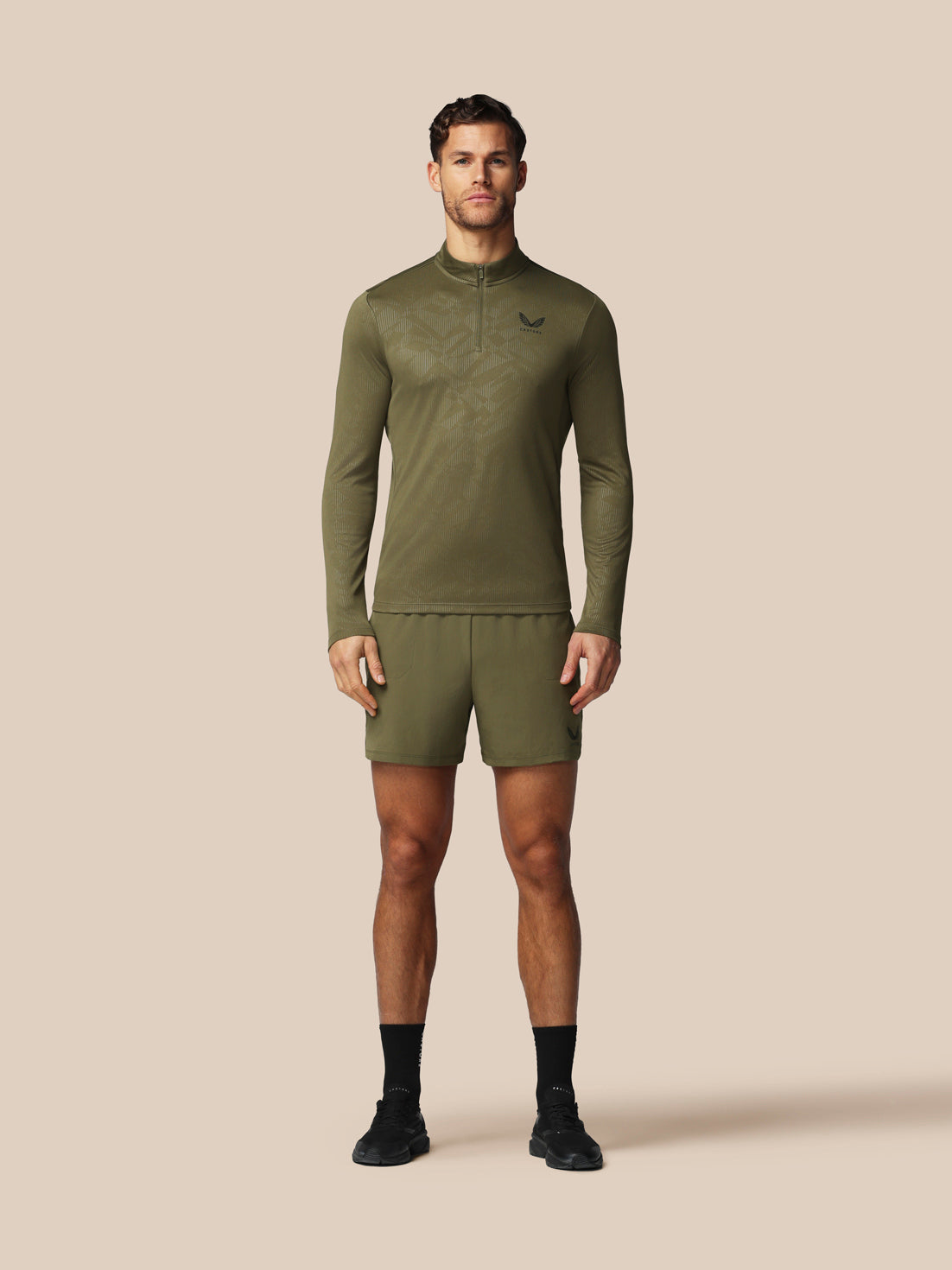 Men’s Adapt All-Over Print Quarter Zip Long Sleeve Top - Green - Ivy Green