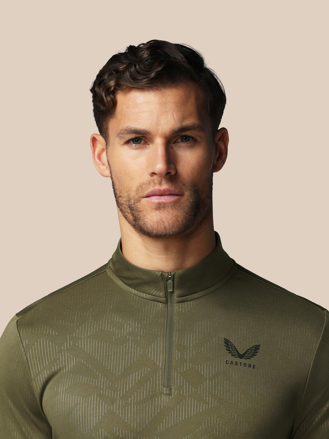 Men’s Adapt All-Over Print Quarter Zip Long Sleeve Top - Green - Ivy Green