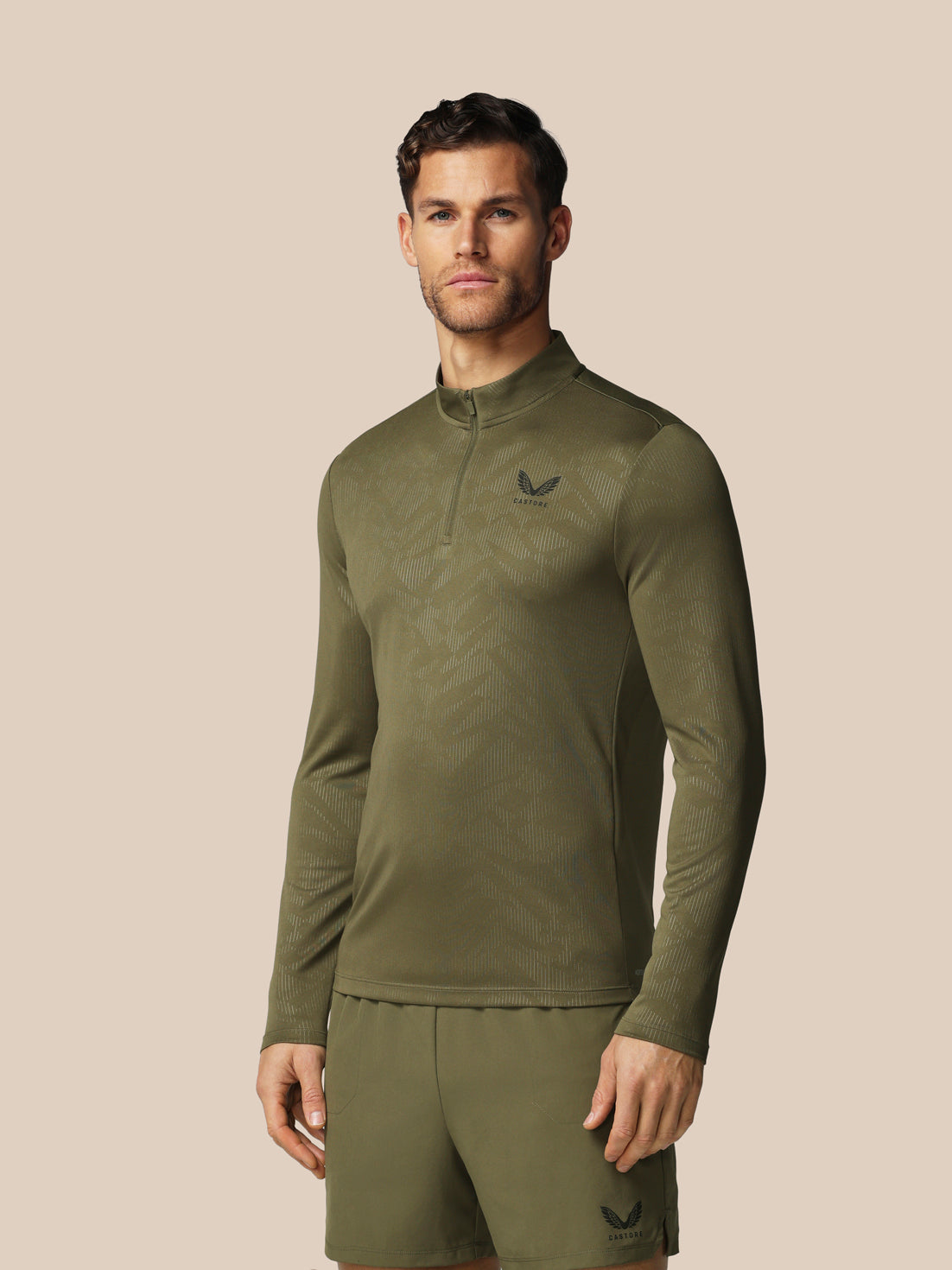 Men’s Adapt All-Over Print Quarter Zip Long Sleeve Top - Green - Ivy Green