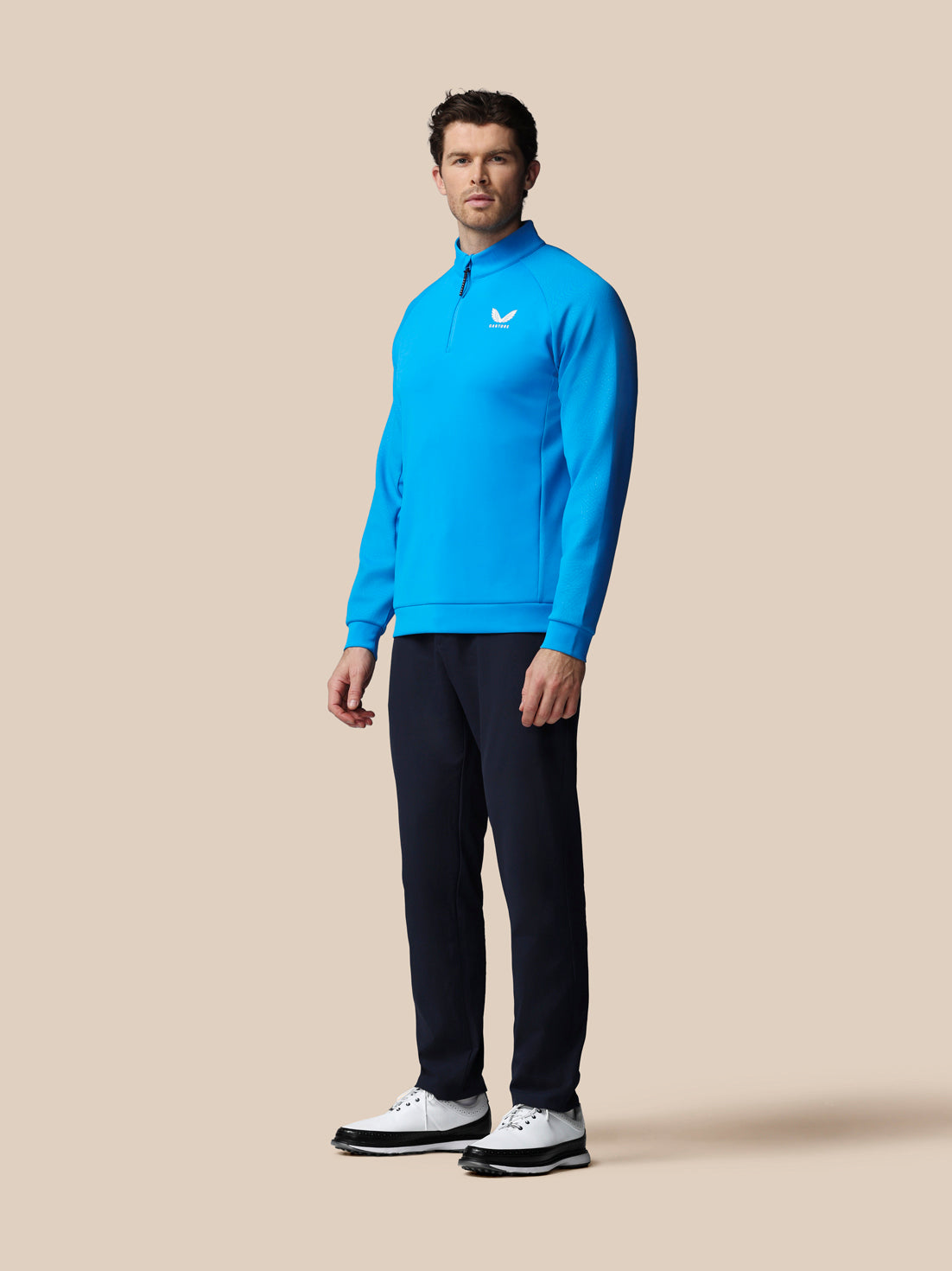 Men’s Golf Flex Debossed Quarter Zip Long Sleeve Top - Blue - Blue