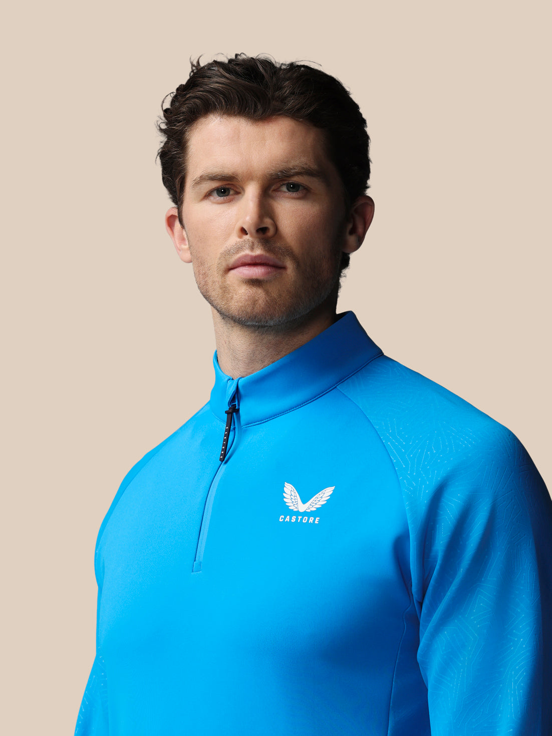 Men’s Golf Flex Debossed Quarter Zip Long Sleeve Top - Blue - Blue