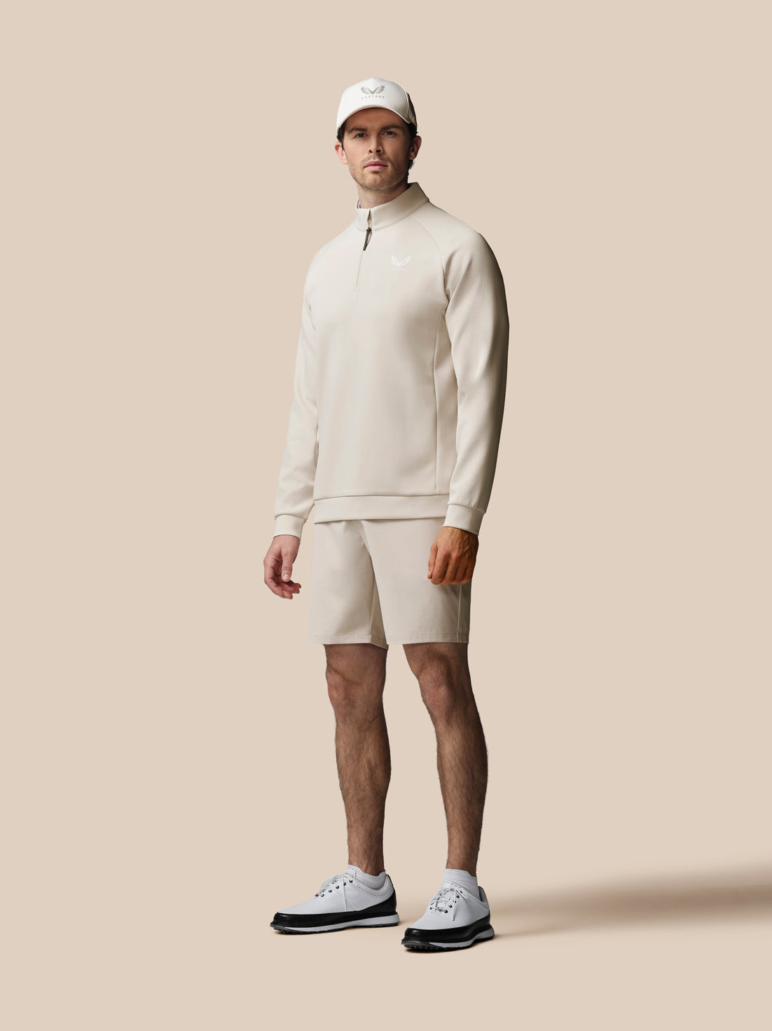 Men’s Golf Flex Debossed Quarter Zip Long Sleeve Top - Cream - Cream