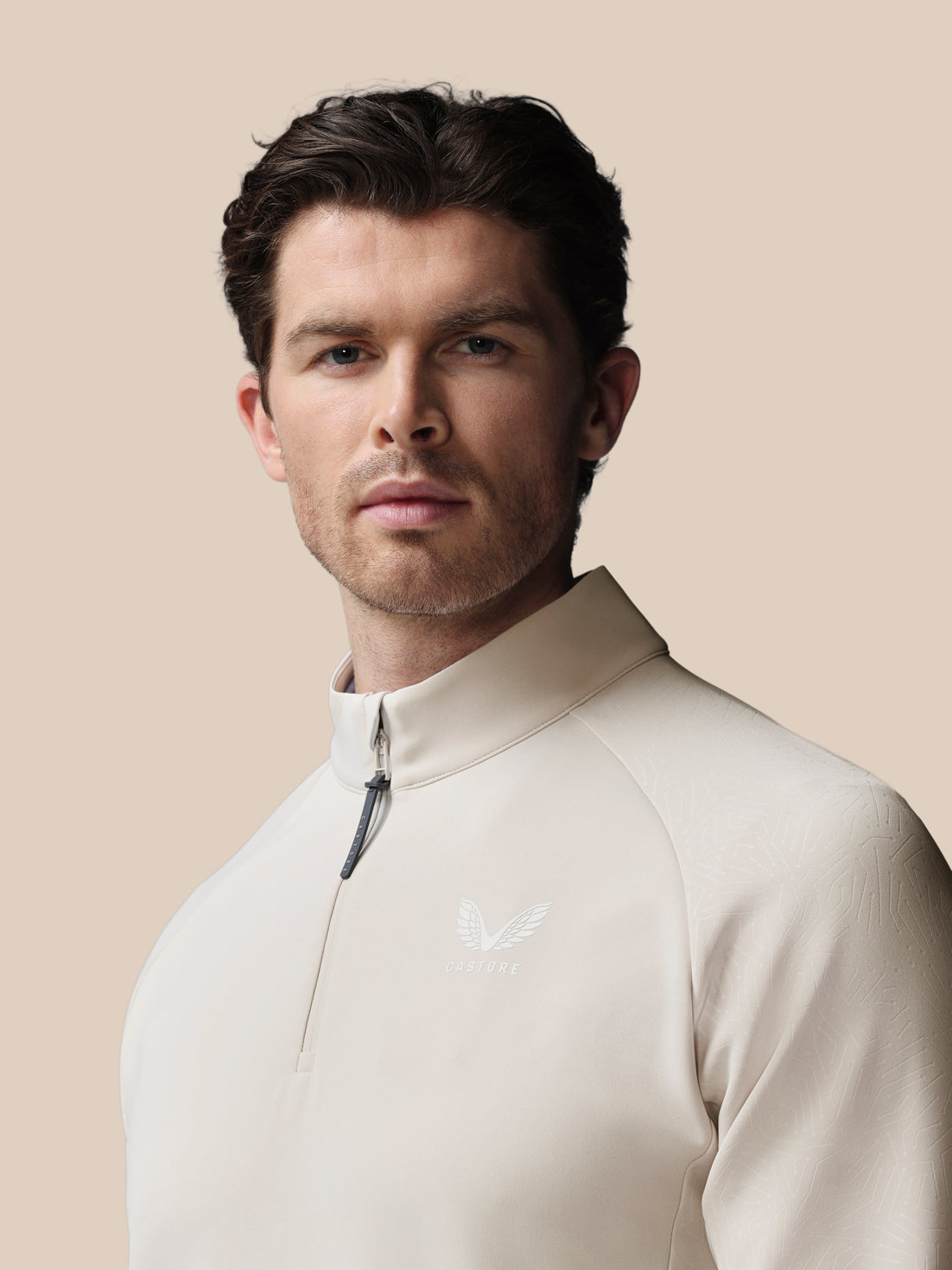 Men’s Golf Flex Debossed Quarter Zip Long Sleeve Top - Cream - Cream