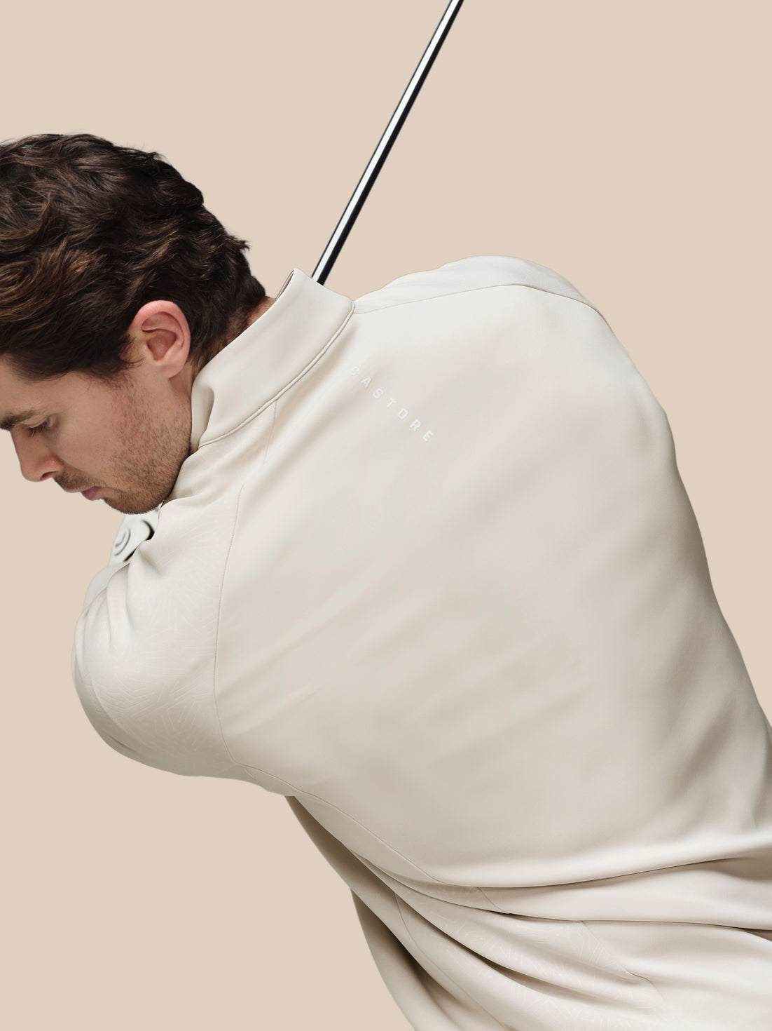 Men’s Golf Flex Debossed Quarter Zip Long Sleeve Top - Cream - Cream