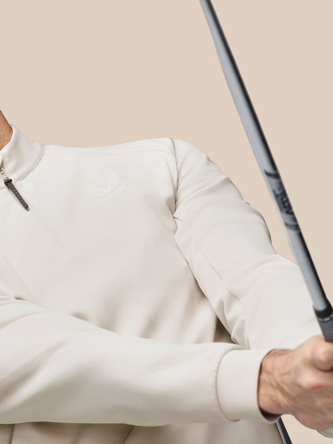 Men’s Golf Flex Debossed Quarter Zip Long Sleeve Top - Cream - Cream
