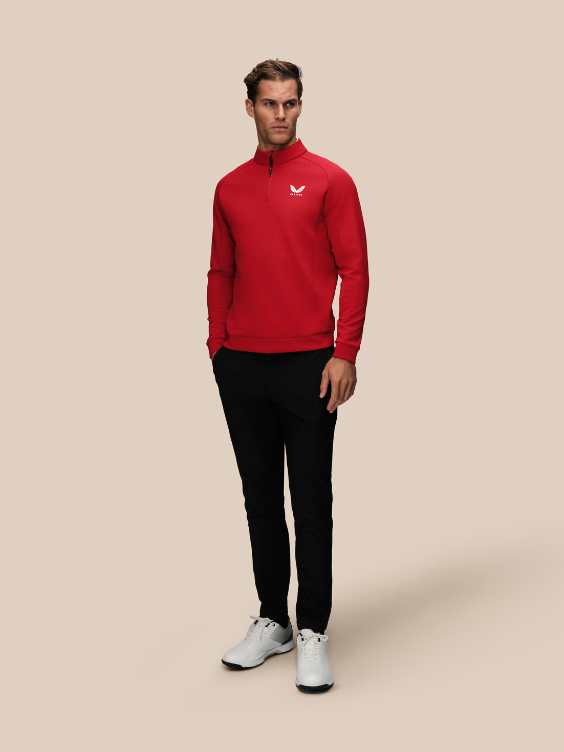 Men's Golf Flex Long Sleeve Quarter Zip Top - Red - Red