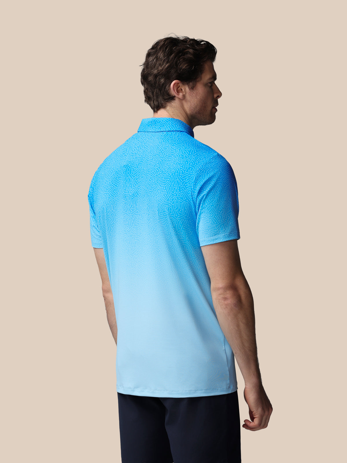 Men's Golf Map Printed Short Sleeve Polo - Blue